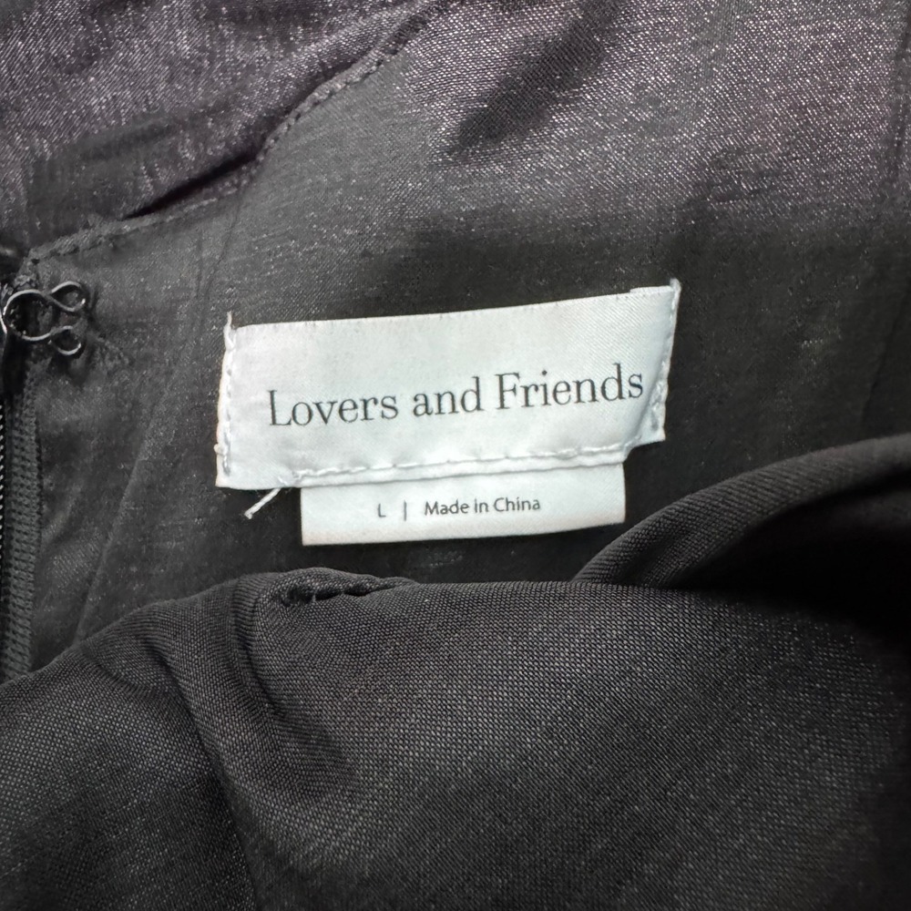 Lovers and Friends NIKOLINA RUCHED DRESS Black Womens Size Large Cocktail Ruffle - Picture 5 of 5